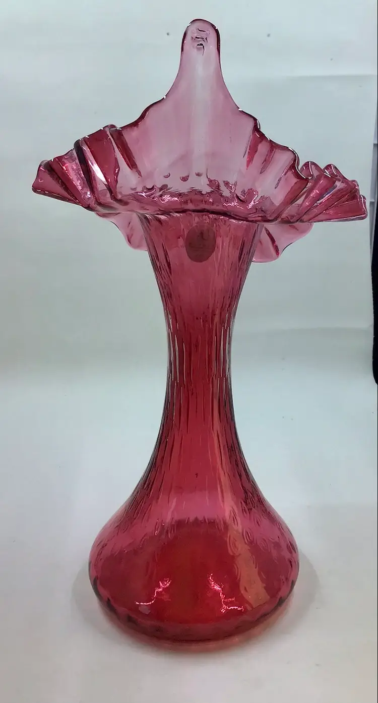 Fenton Cranberry Jack-In-The-Pulpit Vase  10.75”