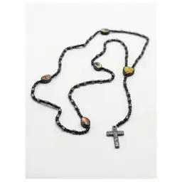 Rosary Black Hematite with Religious Medallions