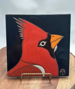 Carly Quinn Designs Red Cardinal Tile Hand Glazed 6" x 6" Tucson, Arizona