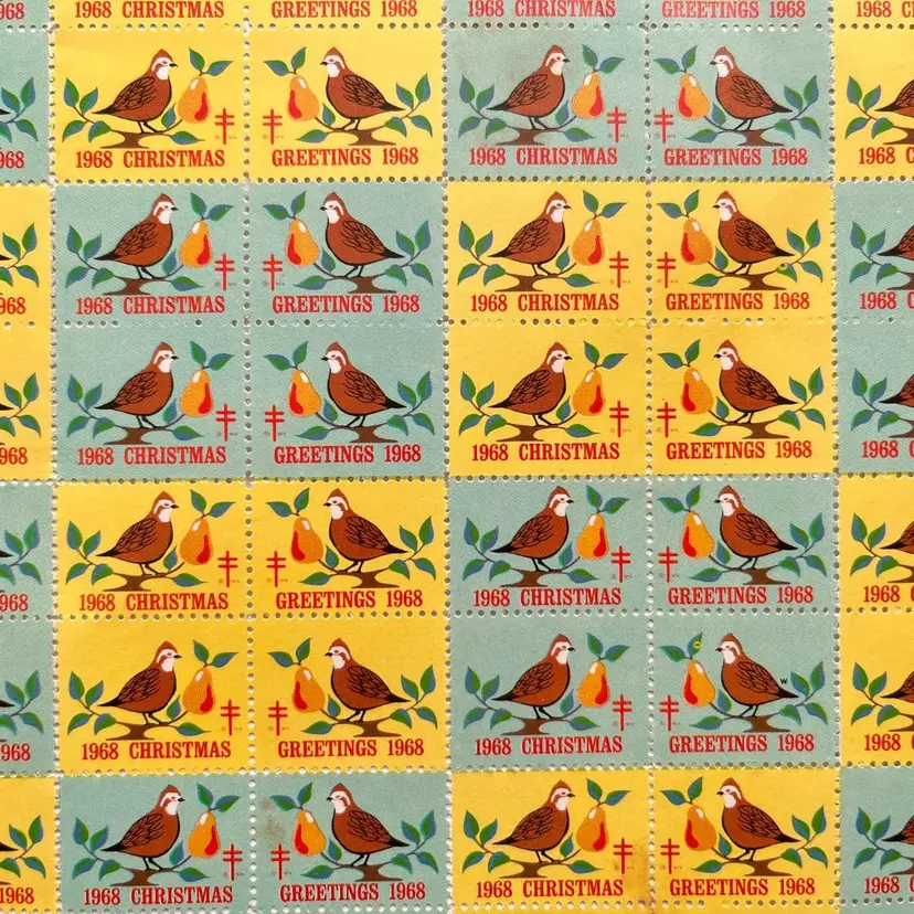American Lung Association Christmas Seals Stamps Bird Vintage 1960s 1 Full Sheet