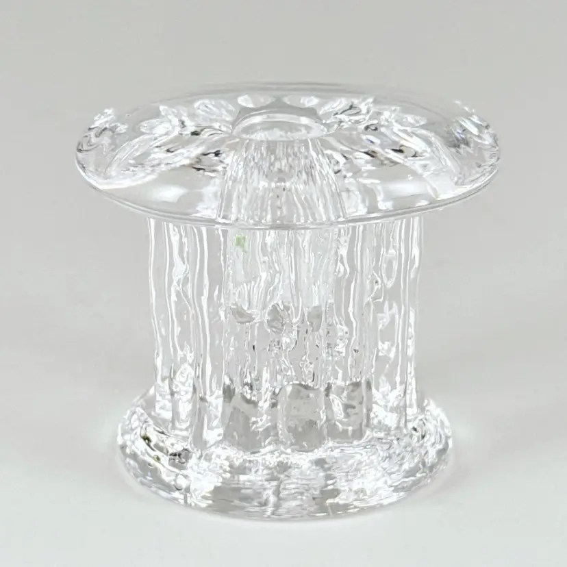 Kosta Boda "Rurik" Ice Crystal Candle Holder by Ann & Goran Warff, Vintage 1970s, Made in Sweden