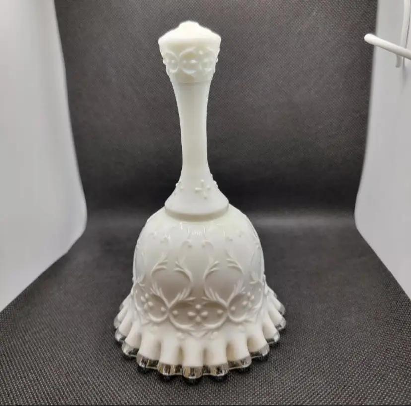 Fenton Glass Bell silver crest Spanish lace
