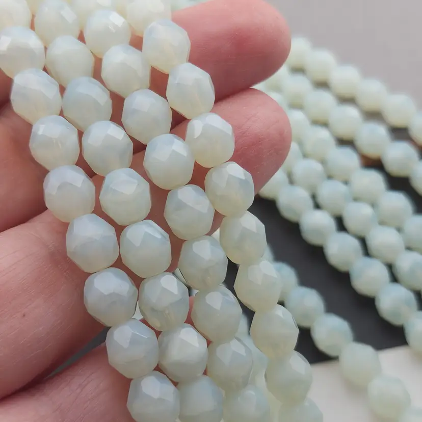 25pcs Milky Opalite 8MM Czech Glass Firepolish Beads #CC109