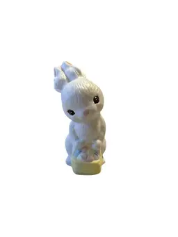Vintage 1982 Hallmark Bunny Figurine Ceramic White Multi