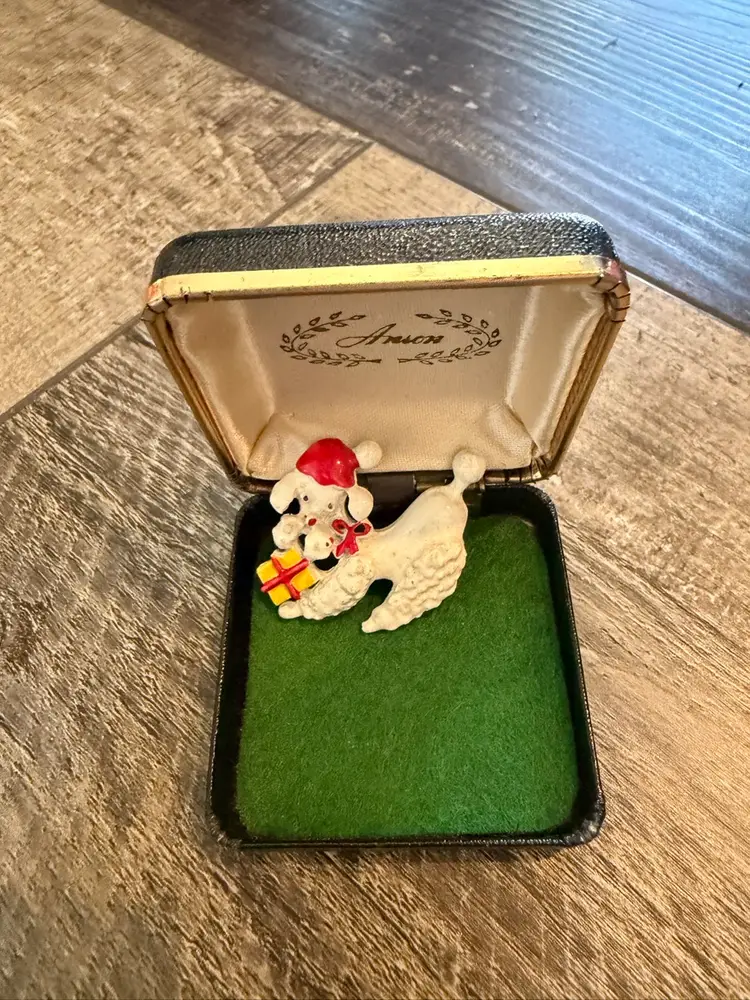 Vintage Santa Dog Brooch