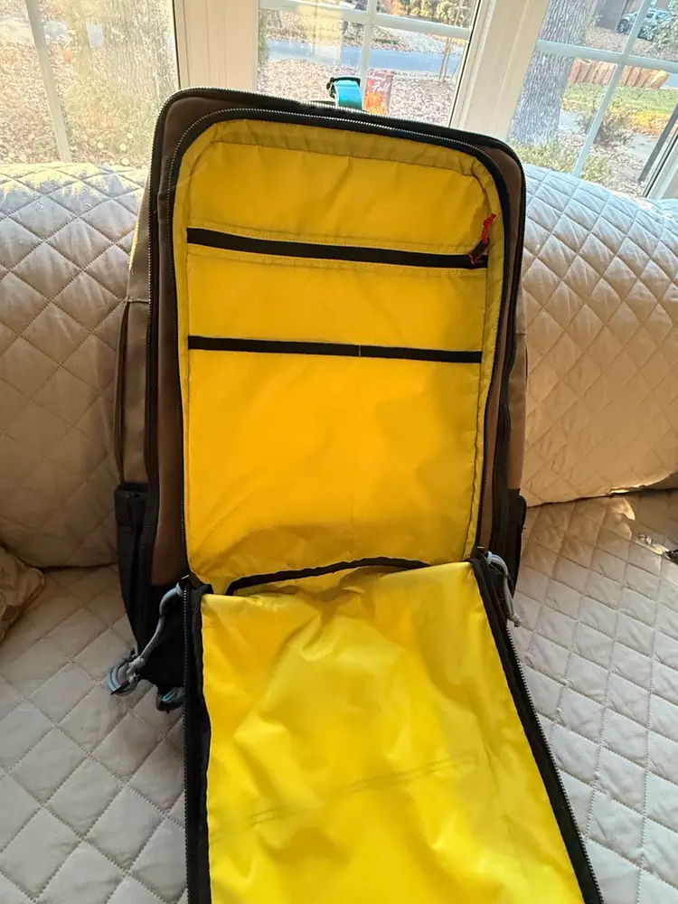 TOPO Designs Discontinued 40L Global Travel Bag With Extra Pouches And Hip Belt