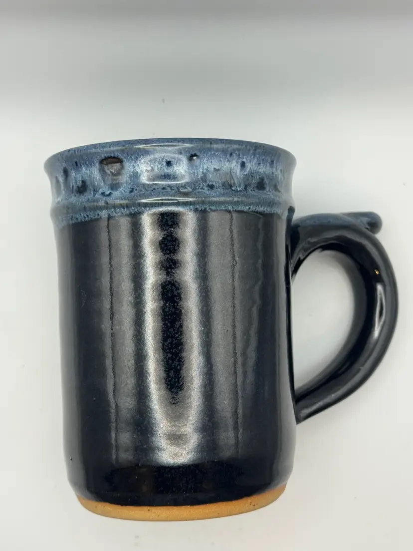 Large Art Pottery Mug Drip Glazed 6” (15oz) Signed