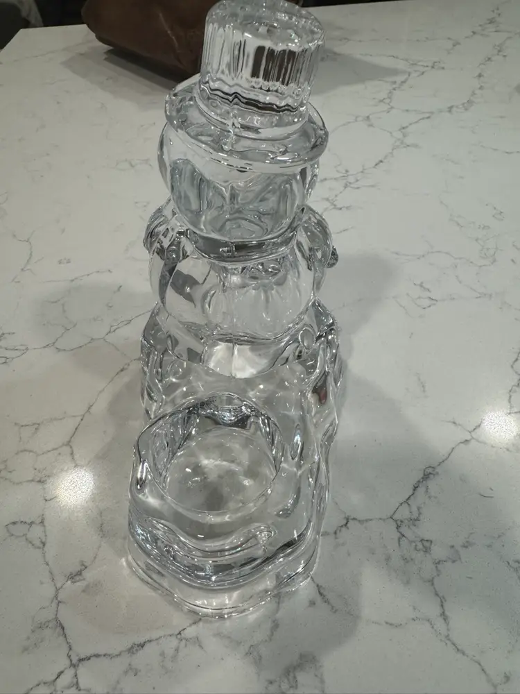 Vintage DePlomb Lead Crystal Snowman Candleholder