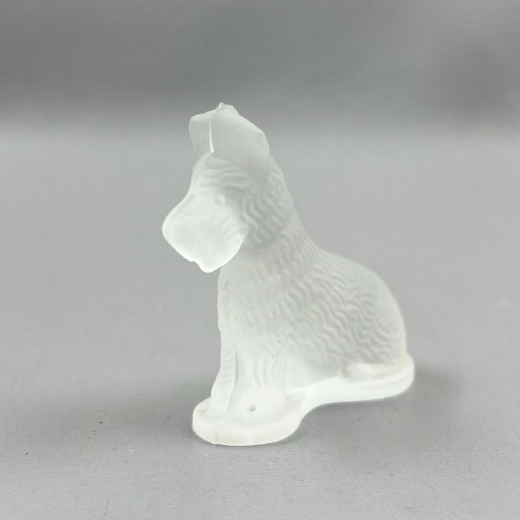 Vintage Frosted Glass Sitting Scottie Scottish Terrier Dog 2" Figurine