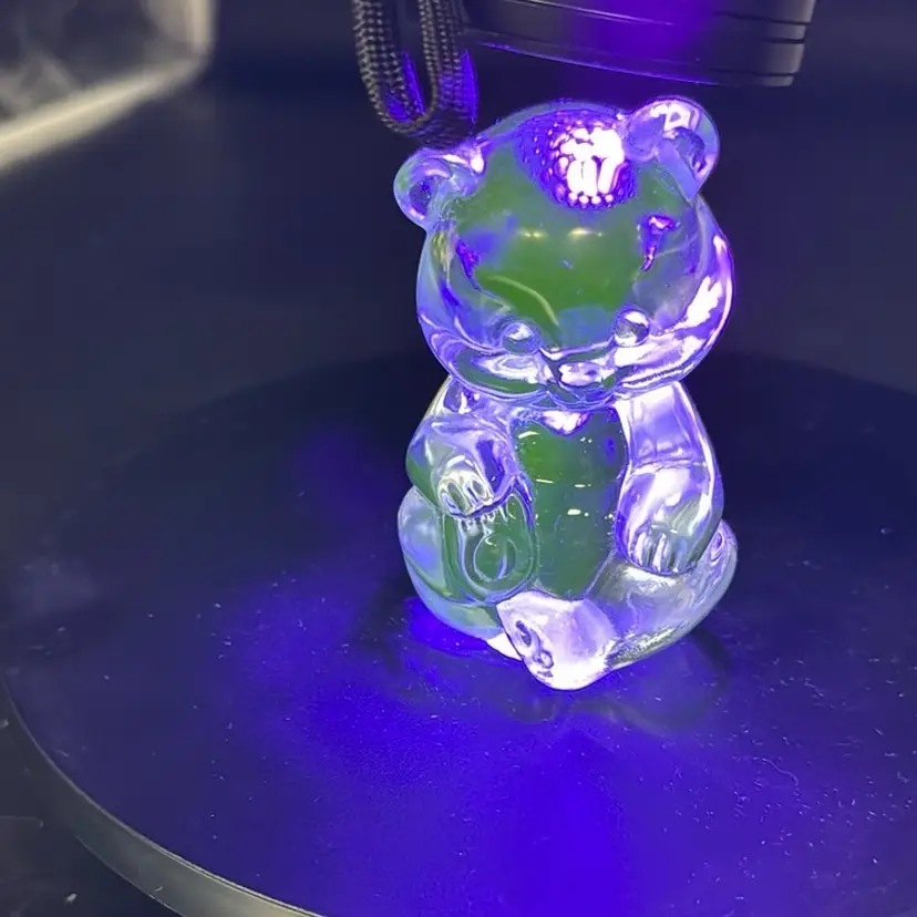 Fenton Clear Glass Sitting Down Bear Figurine Paperweight Tall glows