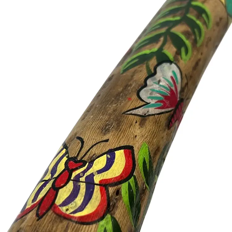 Vintage Rain maker/ Rain stick Hand Painted Butterflies - 20.5”x 2.5”