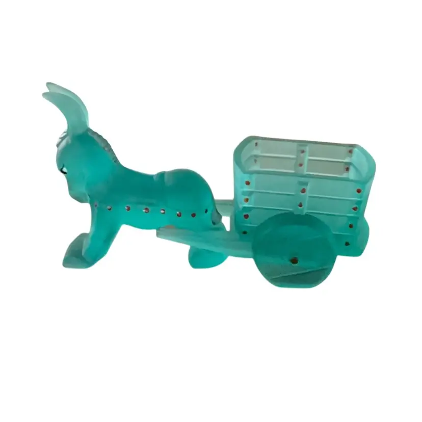 Fenton Rare FAGCA Aqua Satin Glass Donkey And Cart