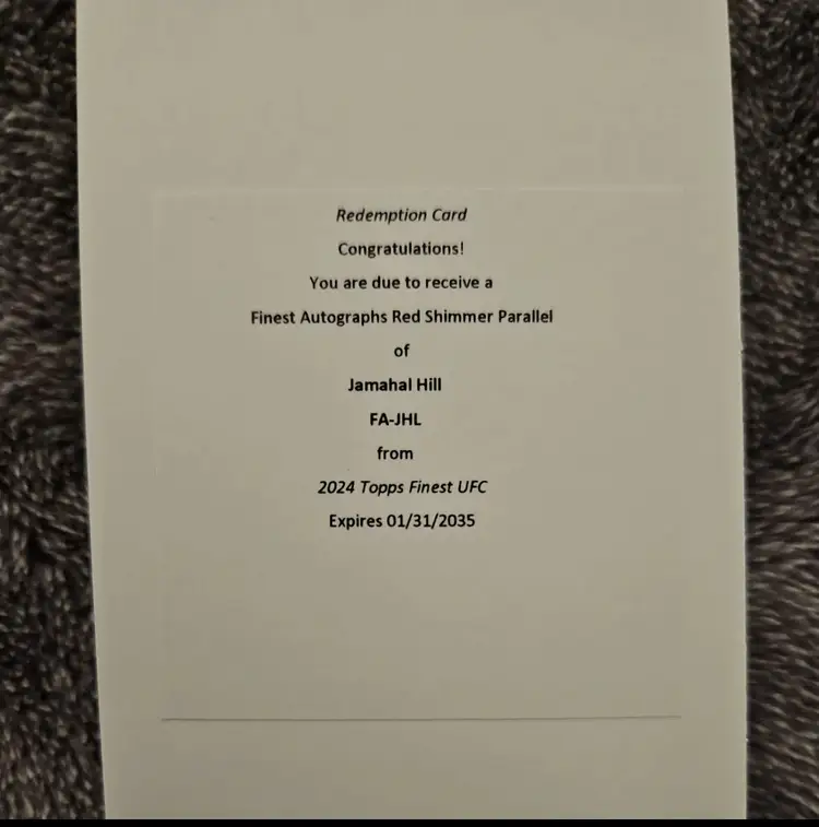 2024 TOPPS FINEST UFC JAMAHAL HILL FINEST AUTO RED SHIMMER PARALLEL REDEMPTION