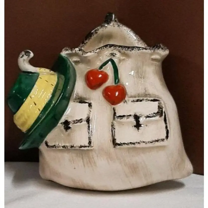 RARE Vintage Goebel Fishing Satchel and Hat Wall Pocket