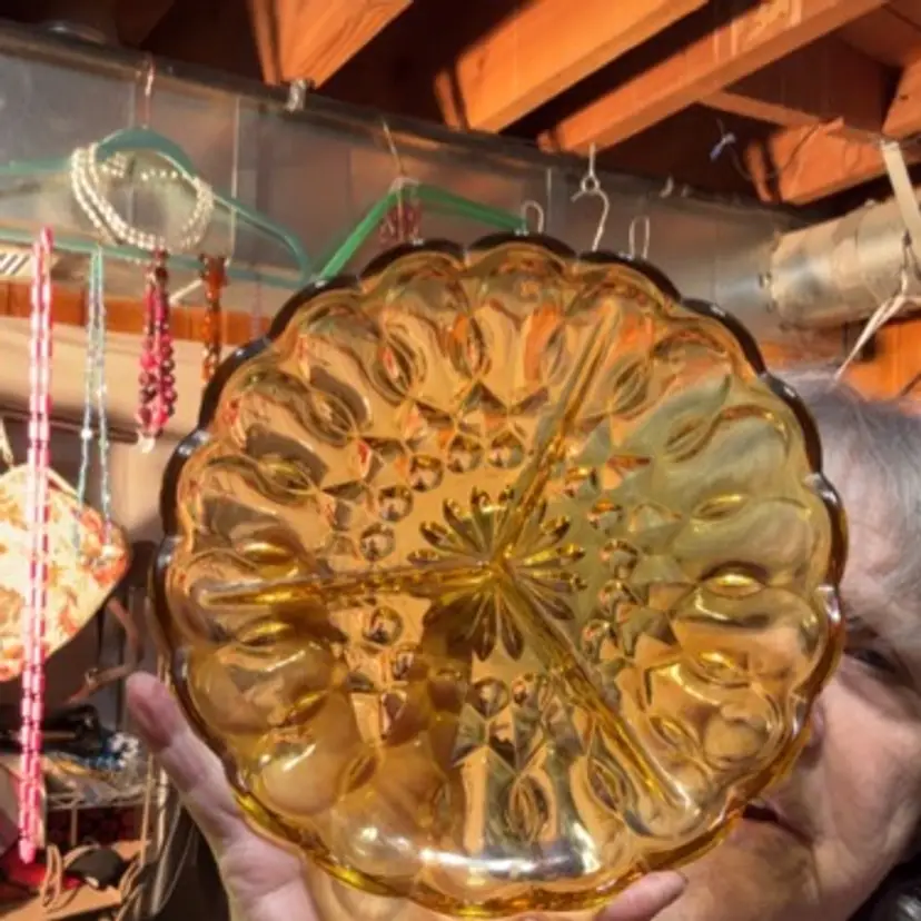 Amber Gold Relish Plate 9”