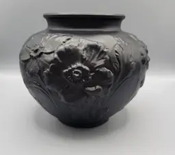 Vintage Black Amethyst Satin Tiffin Glass Vase