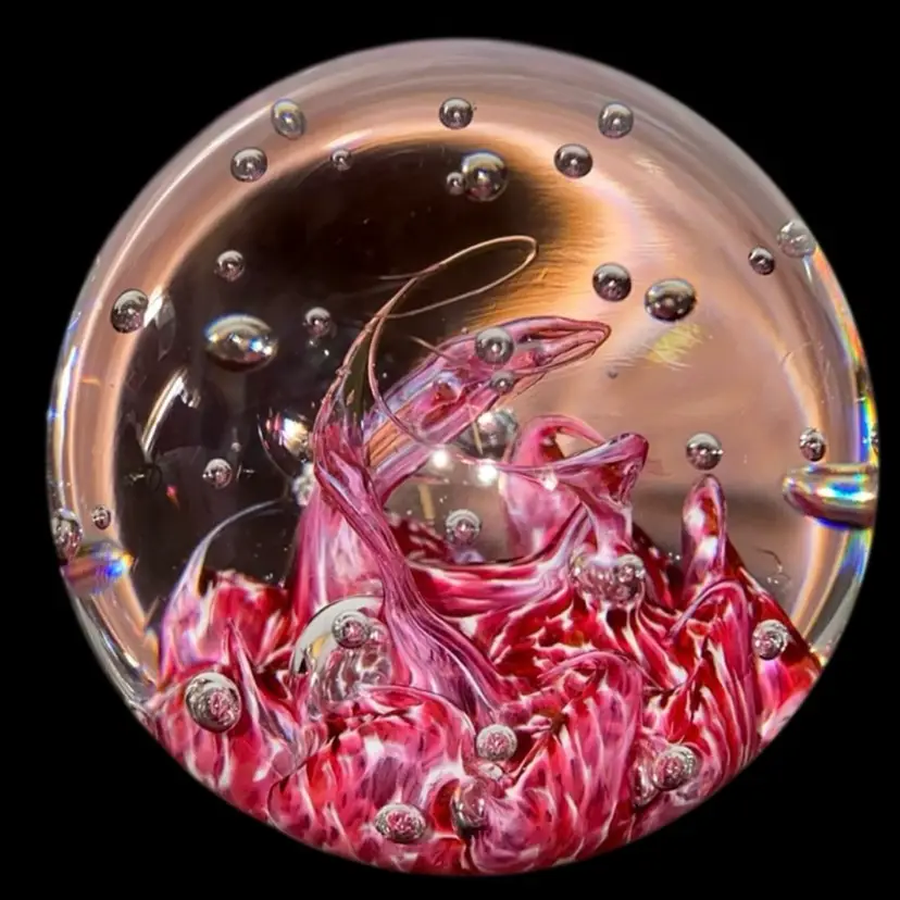 #18- Vintage Signed Selkirk Paperweight - Multi-colored