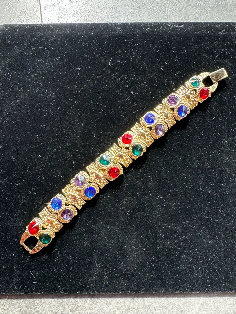#16 Gold Tone Jeweled Bracelet