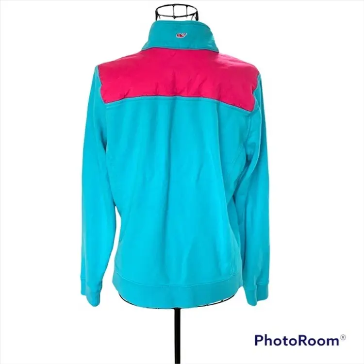 Vineyard Vines Shep 1/4 Zip Mock Neck Pullover Color Block with Logo Size M