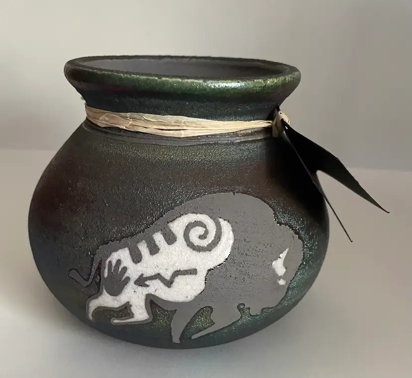 Raku Pottery VASE Jeremy Diller Southwest Buffalo Studio Fire And Earth Signed