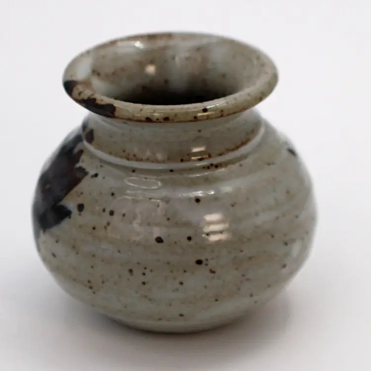 Studio Pottery Small Round Raku Glaze Bud Vase Signed