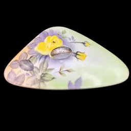 Vintage Ucago Porcelain Covered Dish/Trinket Box/Jewelry Box with Lid, Yellow Roses w/Purple