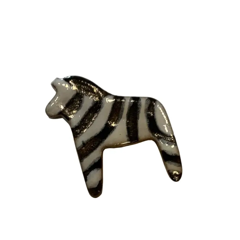 Ceramic Zebra Brooch