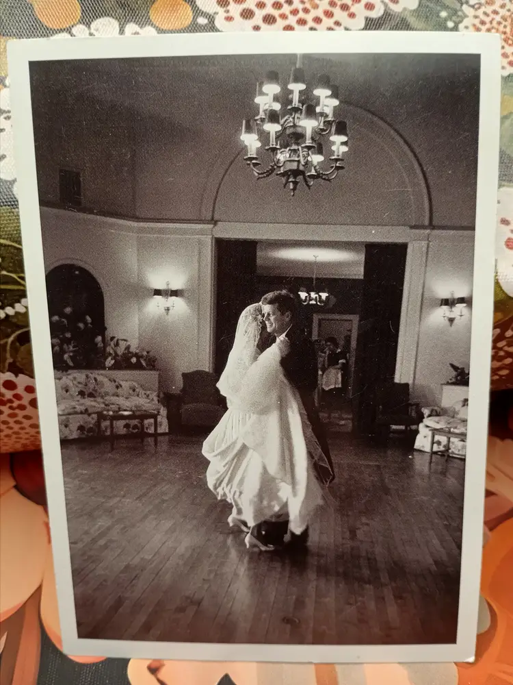Rare Vintage Postcard of John F. Kennedy and Jackie Kennedy Dancing at their Wedding.