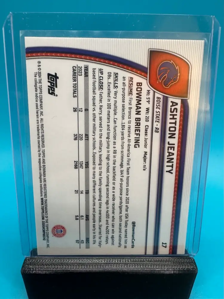 Ashton Jeanty 1st Bowman Chrome U Las Vegas Raiders