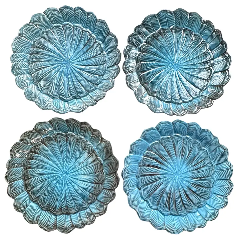 Set of 4 John Derian Target Thanksgiving Fall Feather Salad Plates 8.75”