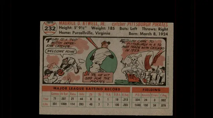 1956 Topps #232 Toby Atwell - (pk-tl2) - Pittsburgh Pirates