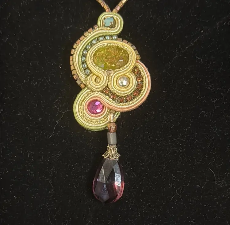 Dori Csengeri Embellished Necklace Fabric & Crystal Beads