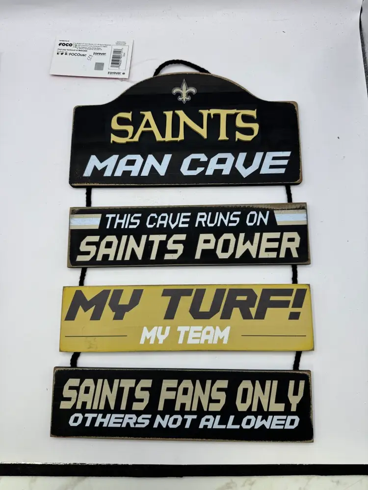 NFL New Orleans Saints - 14"x9 1/2" Wooden Man Cave Dangle Sign - Licensed - NEW