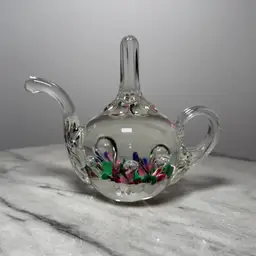 4.25in Tall Glass Teapot Paperweight