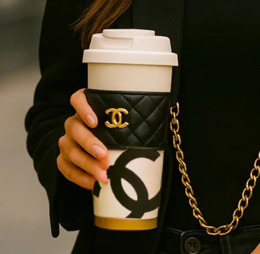 Chanel Coffee Cup With Holder N Strap