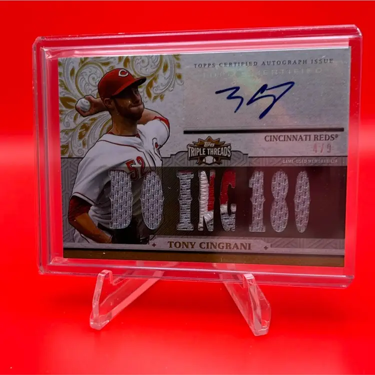 Tony Cingrani 2014 Topps Triple Threads Take Auto Relic 4/9 Cincinnati Reds