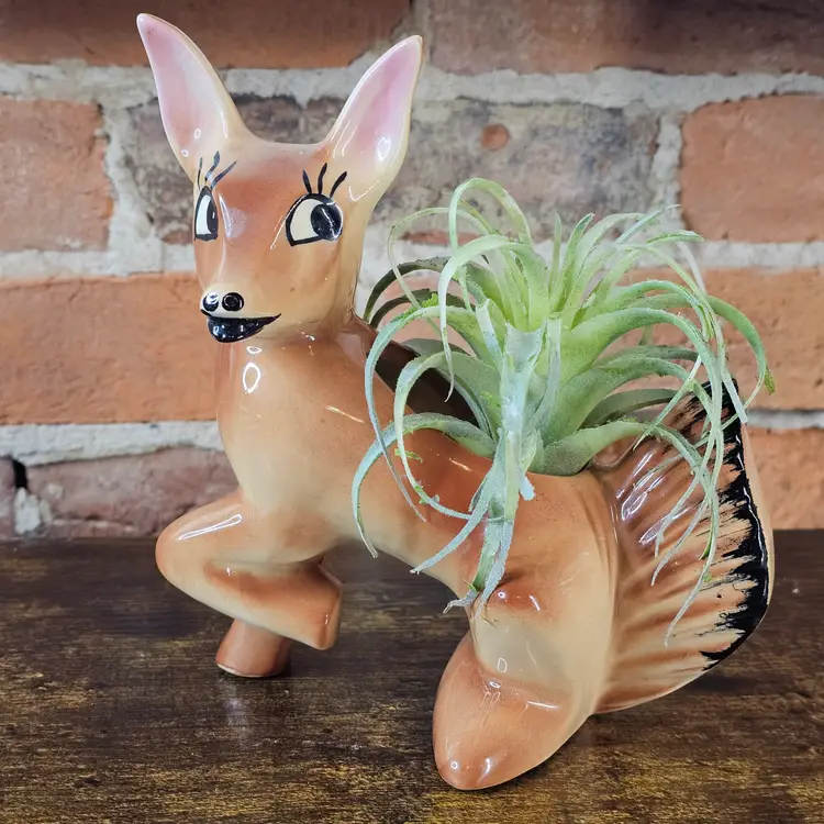 Vintage HTF 1940s Fox Planter USA Pottery Anthropomorphic Ceramic Woodland Planter