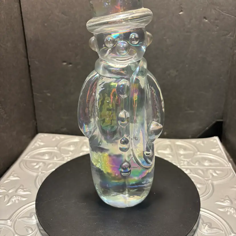 Vintage Iridescent Snowman Paperweight
