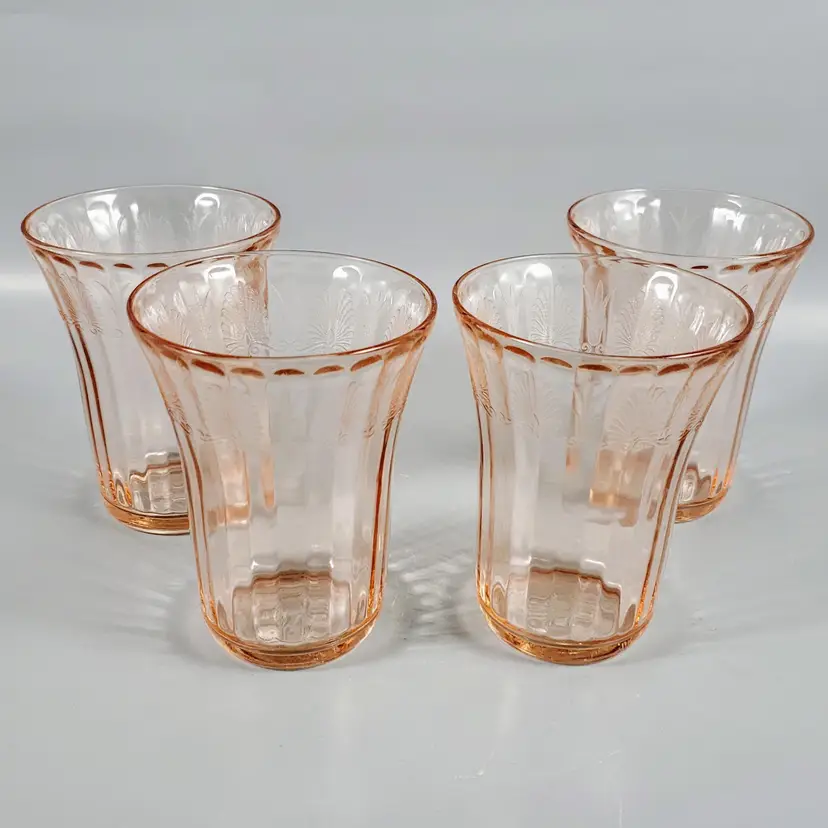 Vintage Pink Depression Glass Juice Tumbler Set