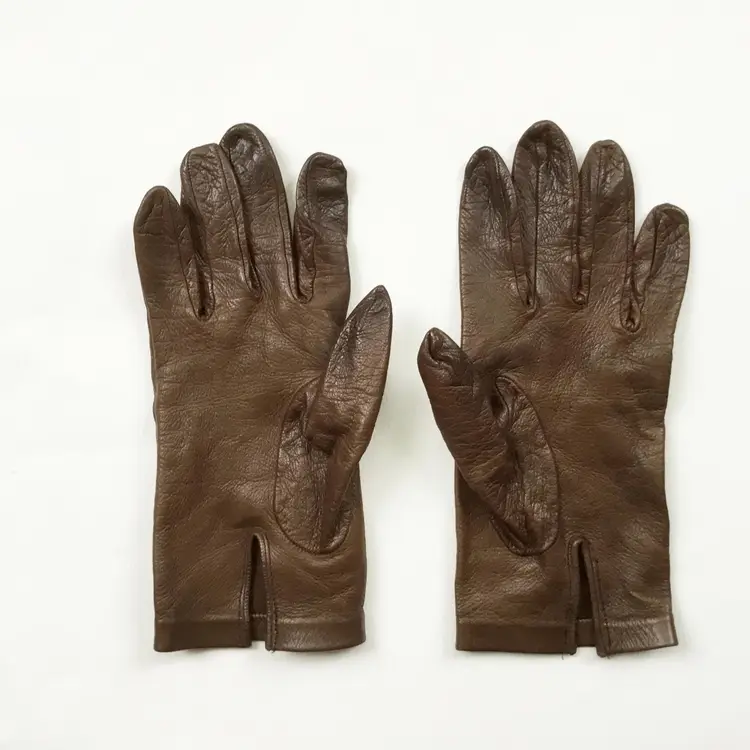 Vintage Brown Leather Size 7 Gloves Italy