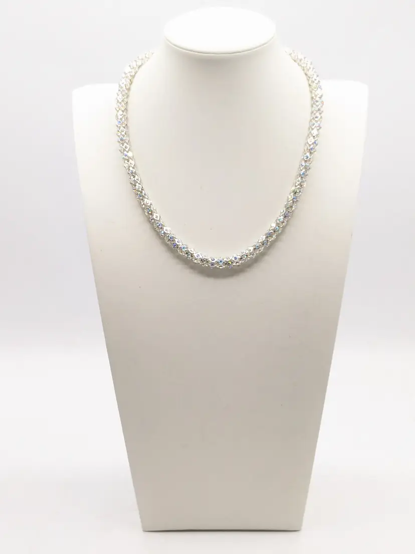 Napier Silver Tone Clear Pave Crystal Collar Necklace