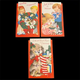 Lot Of 3 Never Used Christmas Cards- Made In USA