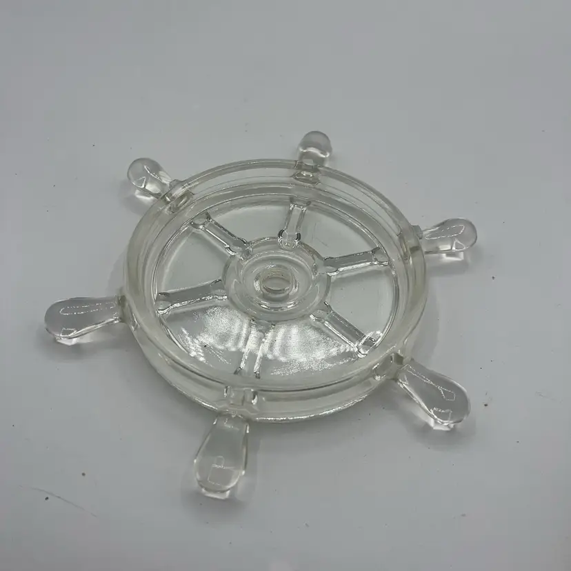 Paper Weight Glass Clear  Ship’s Boat Steering Wheel Nautical Or Wine Coaster