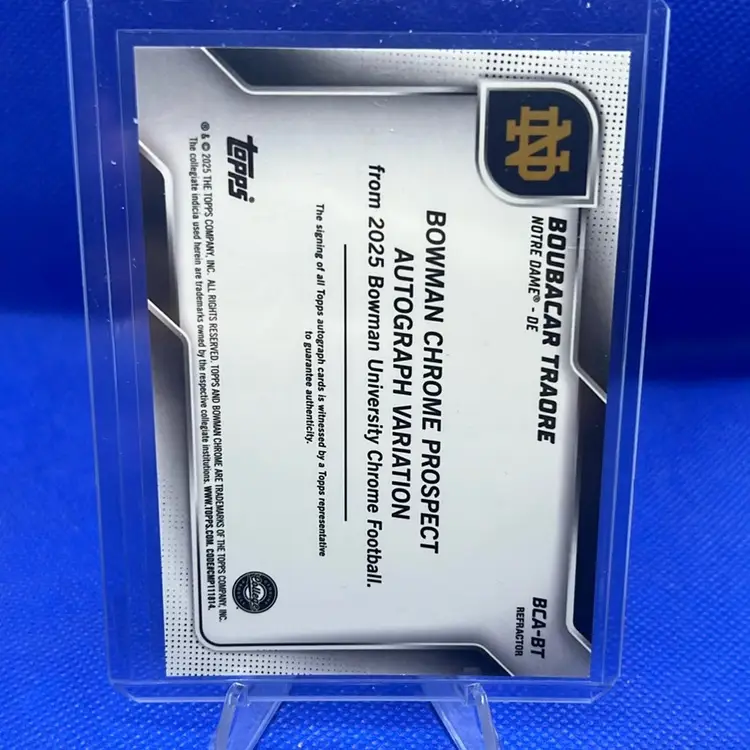 Boubacar Traore 2025 Bowman Chrome U Refractor Auto /299 Notre Dame