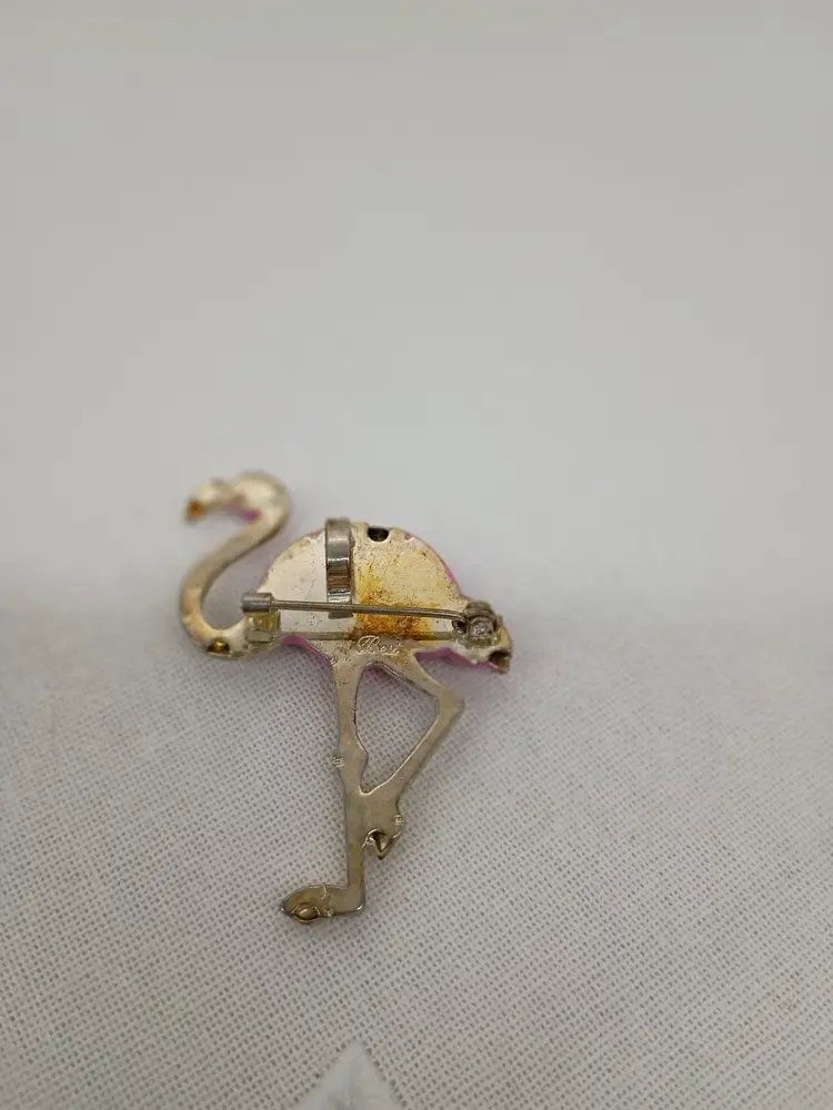 Best pink enamel silver tone brooch pendant