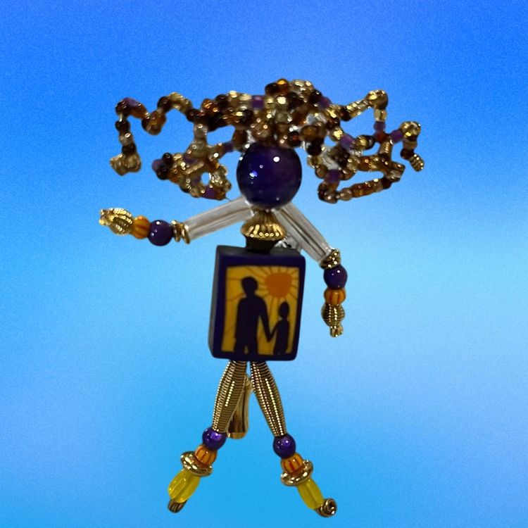 24. Moonbabies Holding Hands Stick Pin Brooch 3 Inch Tall