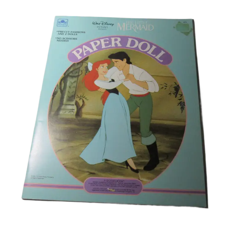 Vintage 1991 New Walt Disney The Little Mermaid/Snow White Paper Doll Books