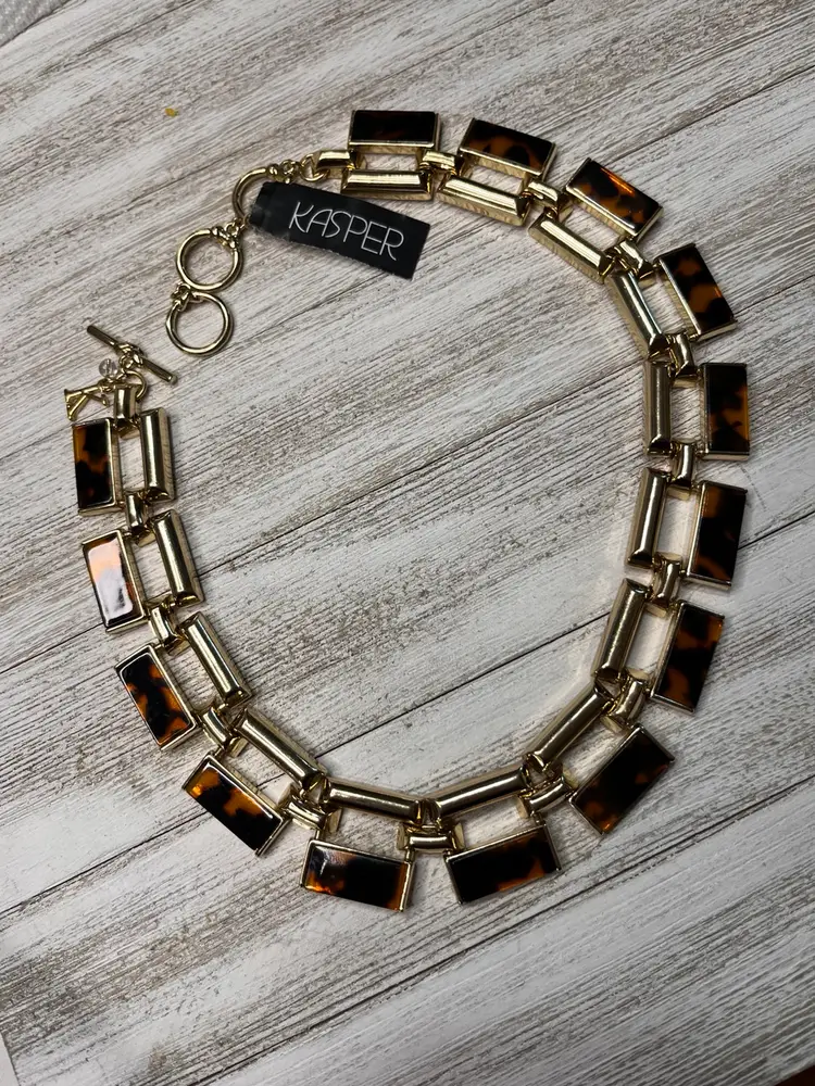 Kasper Designer Demi-Parure Chunky Faux Tortoise Shell Gold Tone 