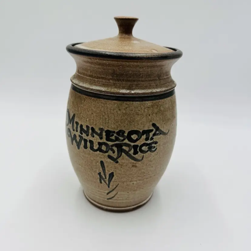 Deneen Studio Pottery Stoneware St Paul Minnesota Wild Rice Canister JD85 8.5”