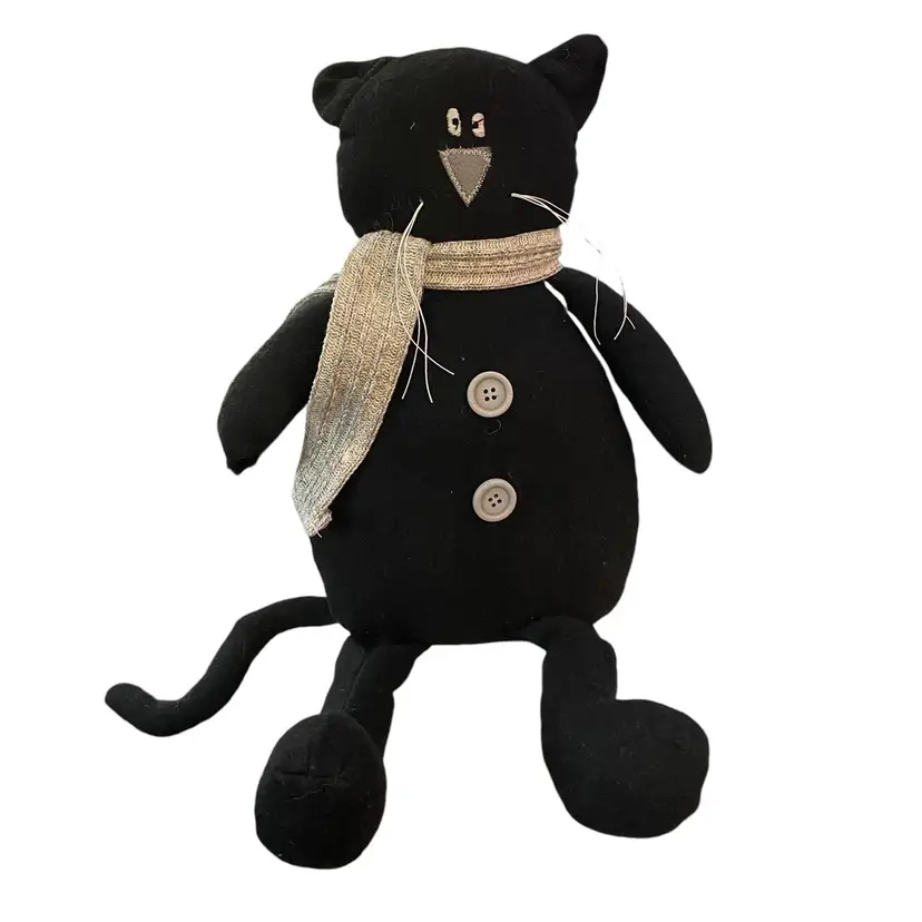Black Cat Merlin Doll Primitive Style
